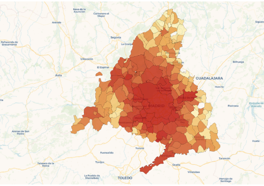 Mapa de la comunidad de Madrid